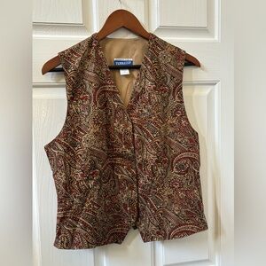 Pendleton Vintage Paisley Button Front Women’s Vest Size 8, Rayon V-neck